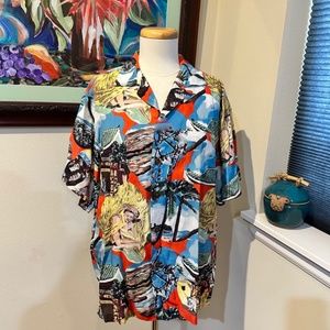 NOS Vintage 80's Reminiscence Rayon Hawaiin Aloha Shirt in Hula Print - Unisex